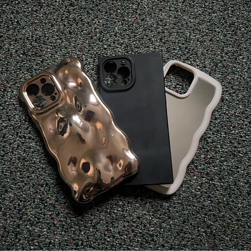 iPhone 13 Pro Max Phone Cases Bundle 3 Pack Bunch Mirror Gold Square Protective